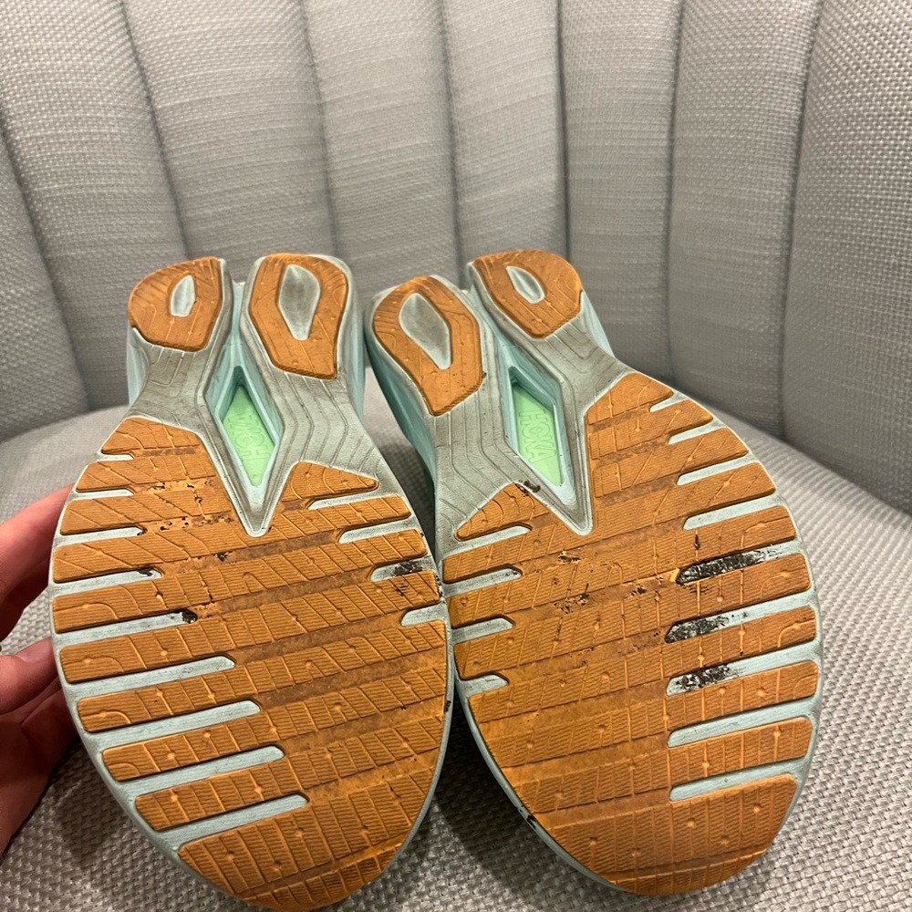 Hoka Women's Mach X Mint and Orange Running Shoes - Picture 7 of 9